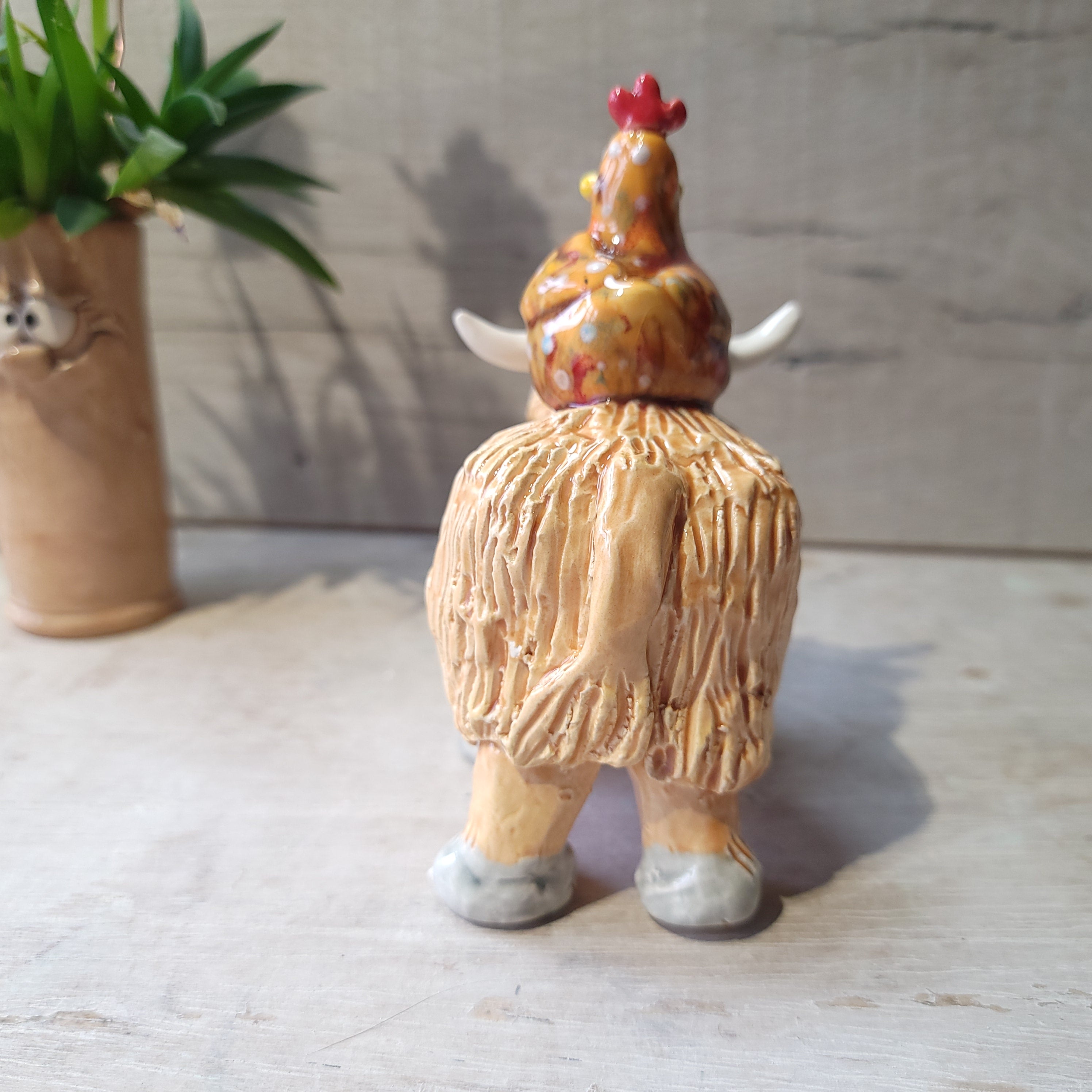 Highland cow and funky orange chicken