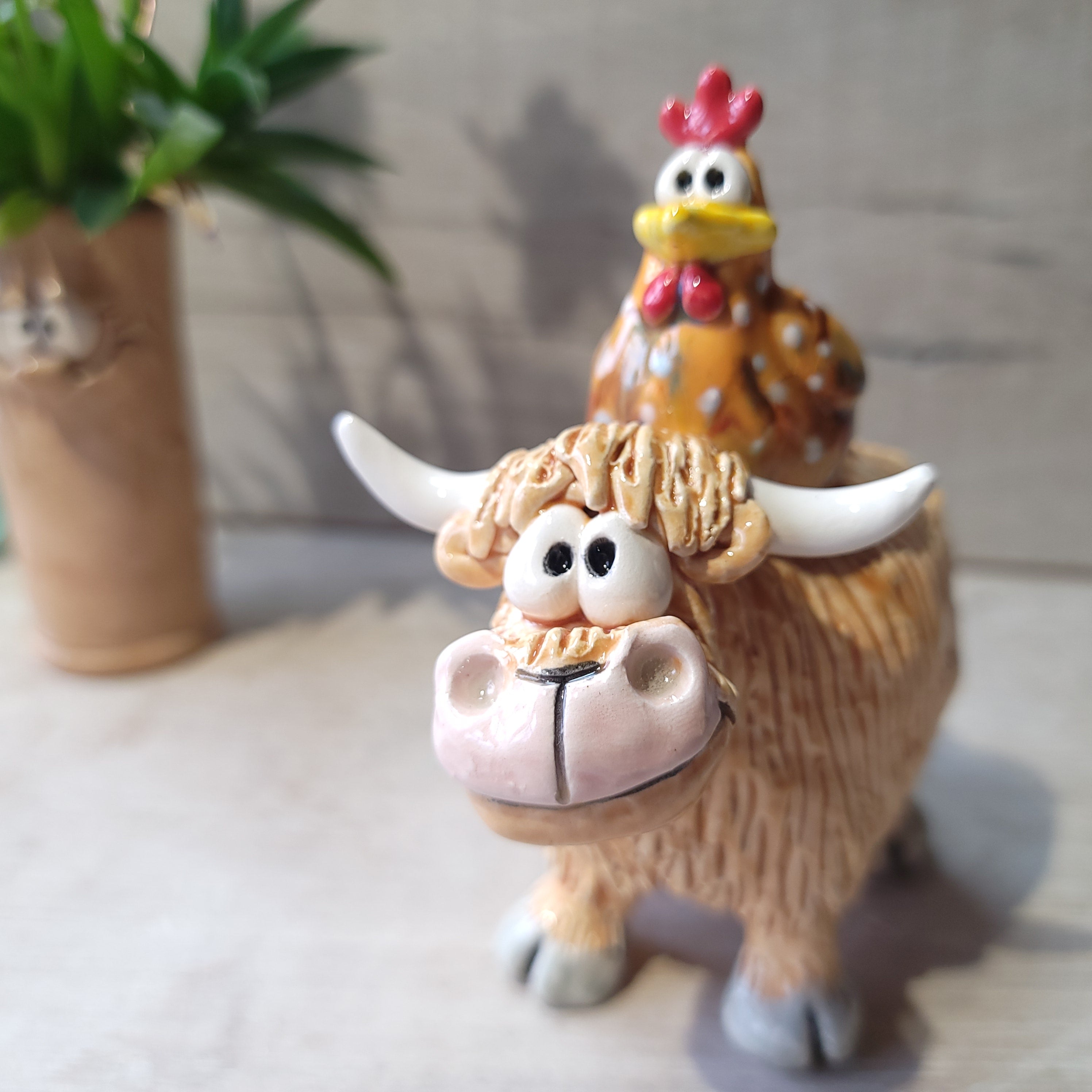 Highland cow and funky orange chicken