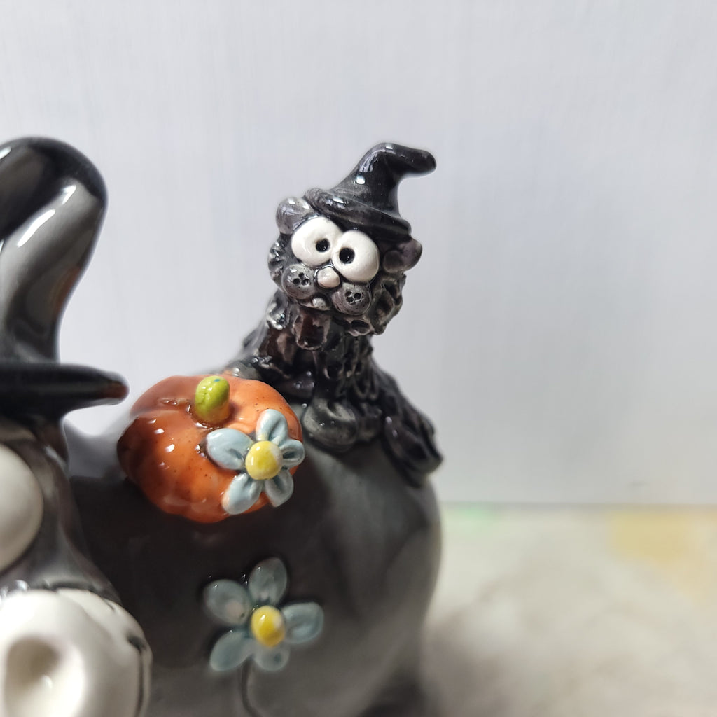 Donkey, cat and pumpkin